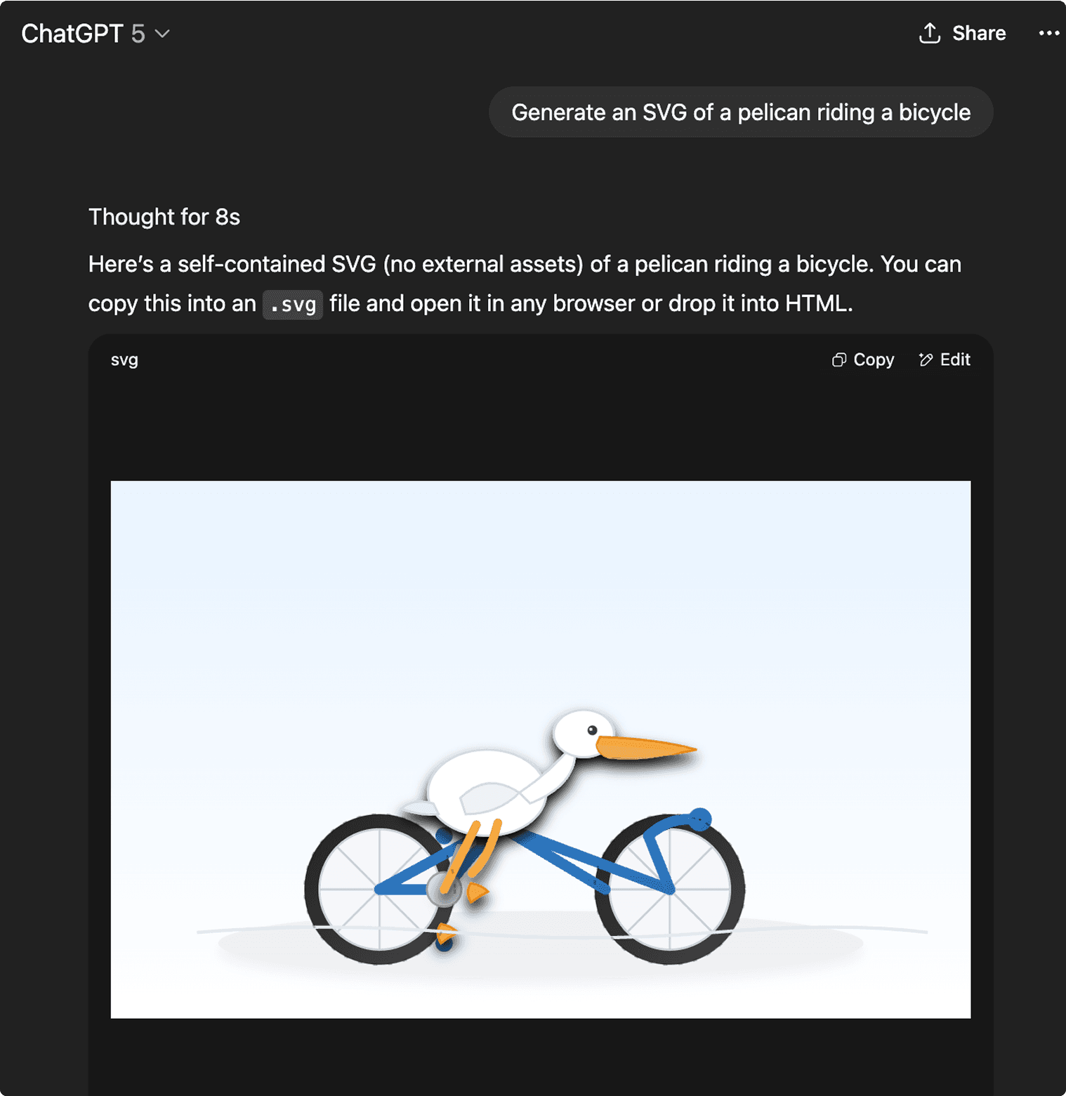 Pelican on a bicycle