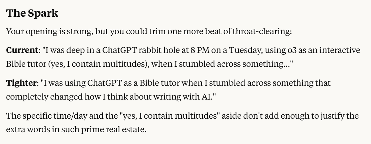 My AI Every editor wanted me to remove "deep in a rabbit hole," "8 p.m. on a Tuesday," and "yes, I multitudes" from the equation. In this instance, I met it in the middle. Source: Claude 4 Opus/the author.