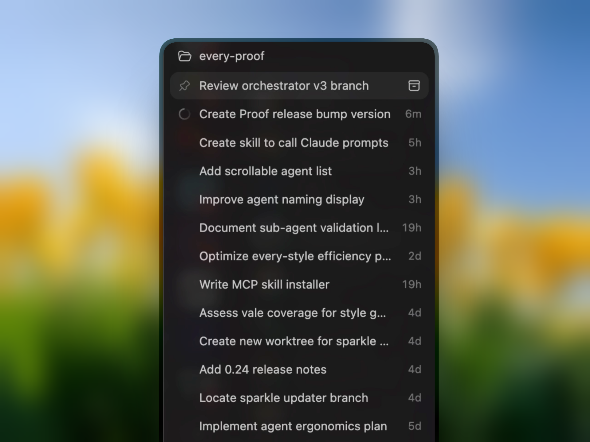 Sidebar for agent orchestration