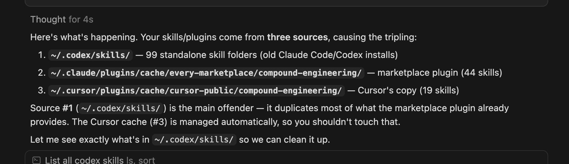 Skills loading from three separate sources in Cursor