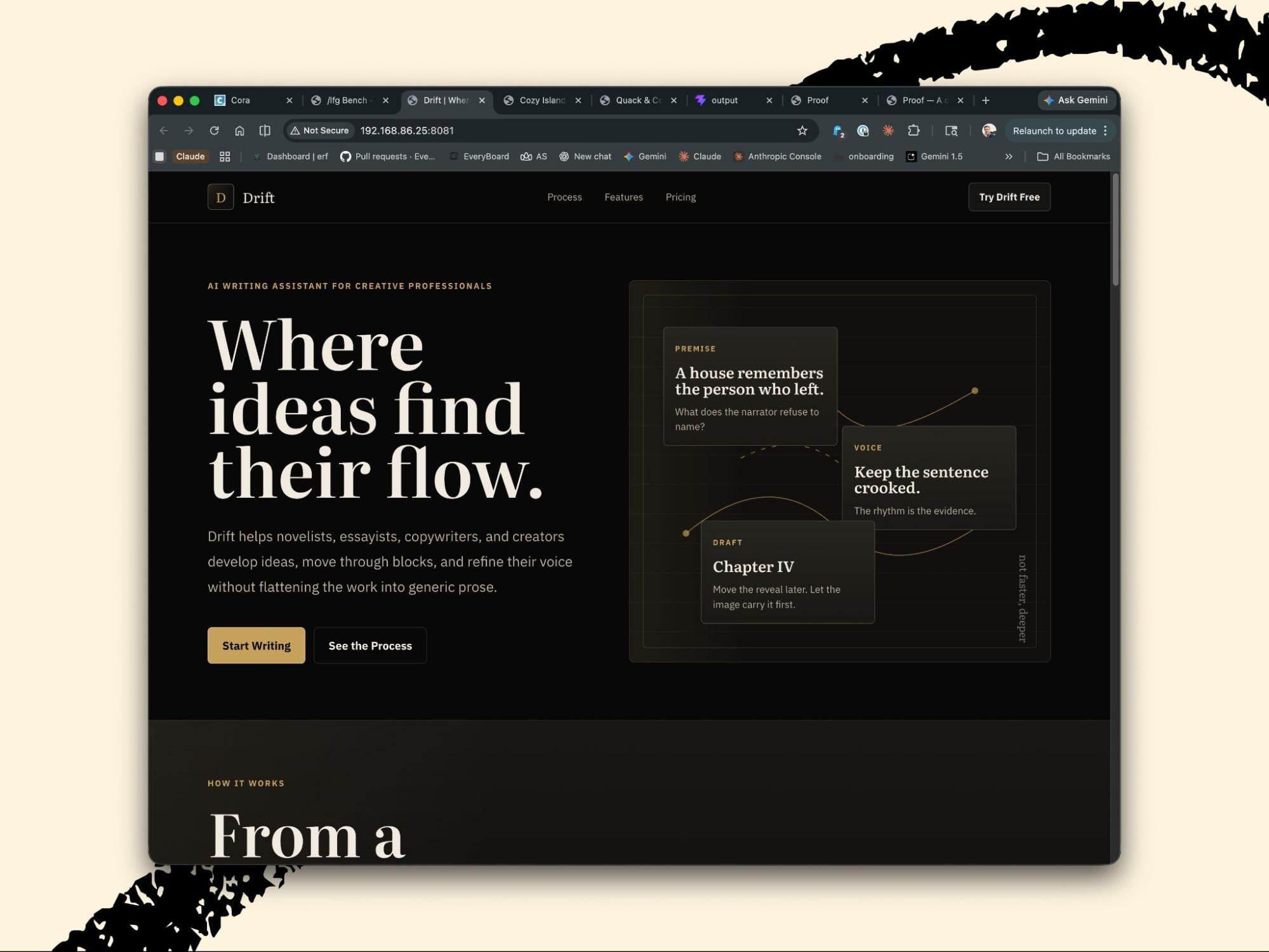 GPT-5.5 Drift landing page design
