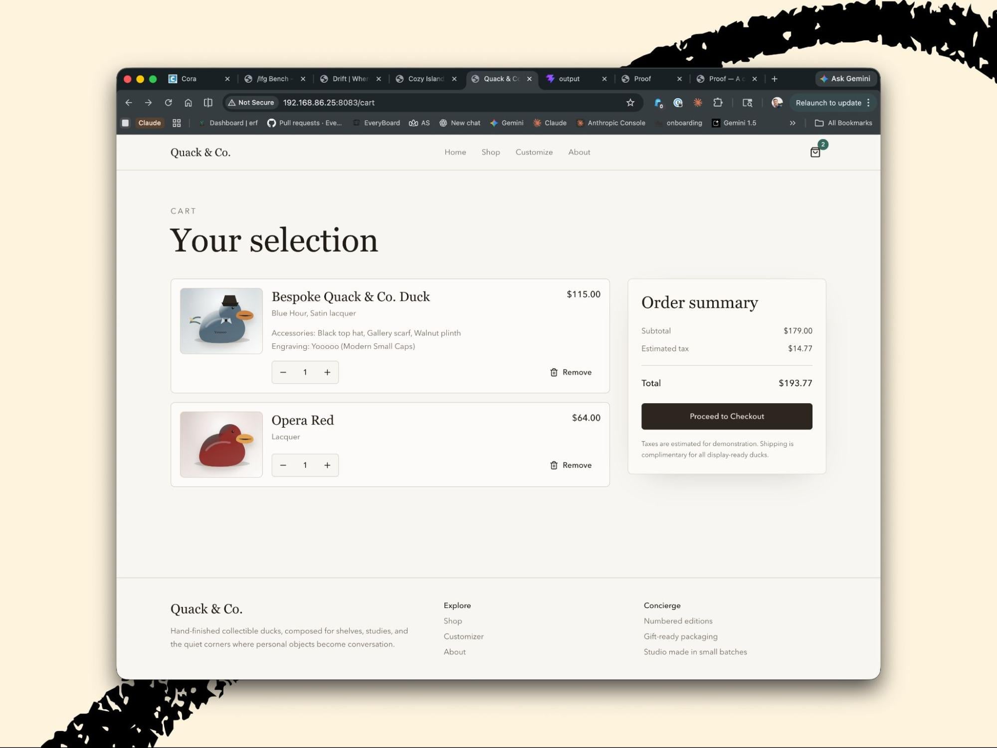 GPT-5.5 Rubber Duck e-commerce build with a custom product designer